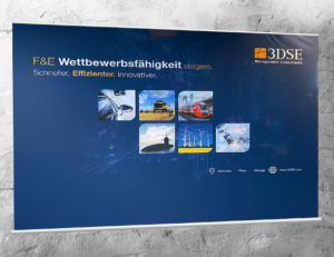 Displaydesign - eine Messewand für den Kunden 3DSE - designt von Agentur Design & Event in München