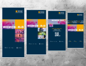 Displadesign - Rollups für das Event WOMEN in R&D der 3DSE. Entworfen und produziert von Agentur Design & Event in München